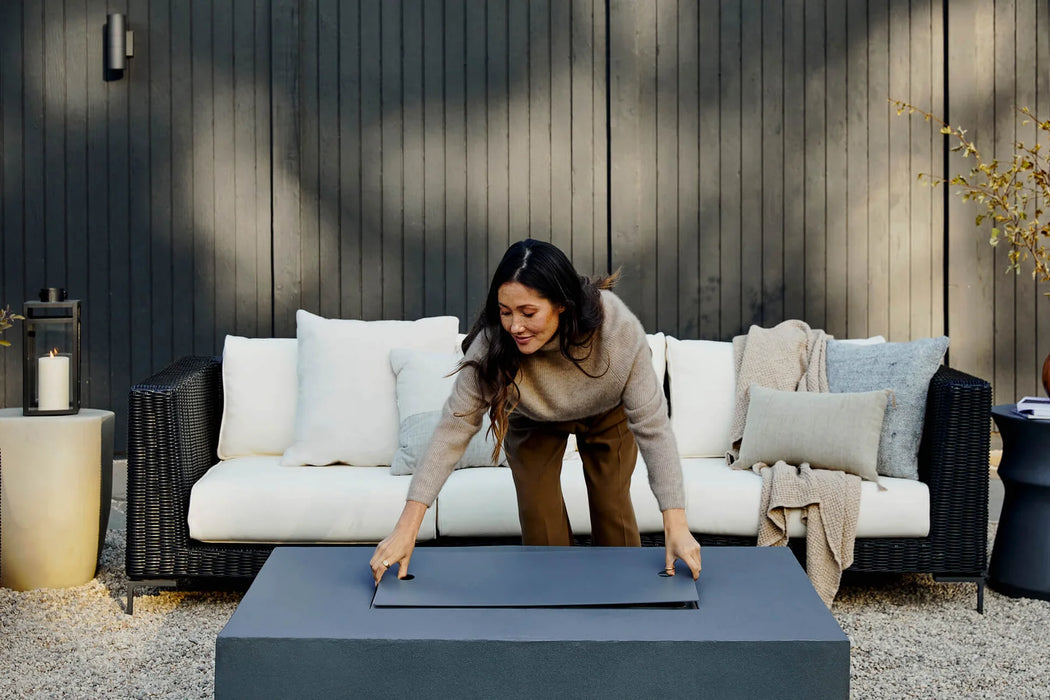Concrete Fire Pit Table Cooking Set - Rectangular