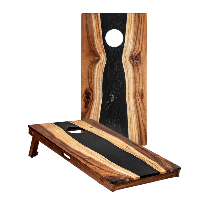 2ft x 4ft Resin & Wood Classic Cornhole Set | Live Edge River Collection