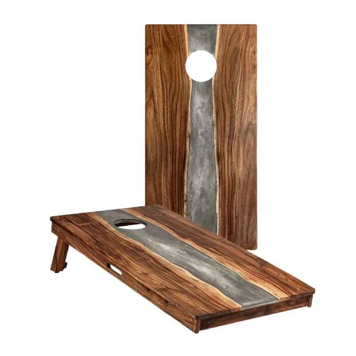 2ft x 4ft Resin & Wood Classic Cornhole Set | Live Edge River Collection