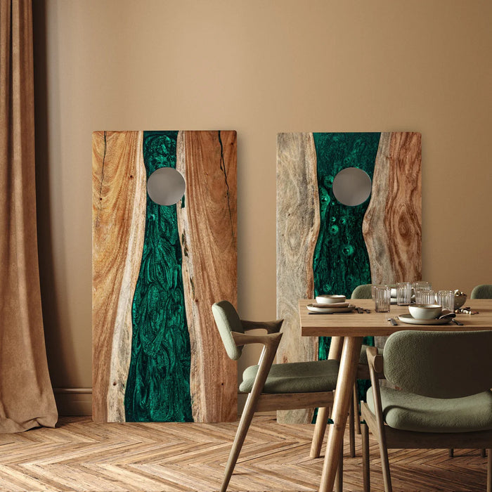 2ft x 4ft Resin & Wood Classic Cornhole Set | Live Edge River Collection