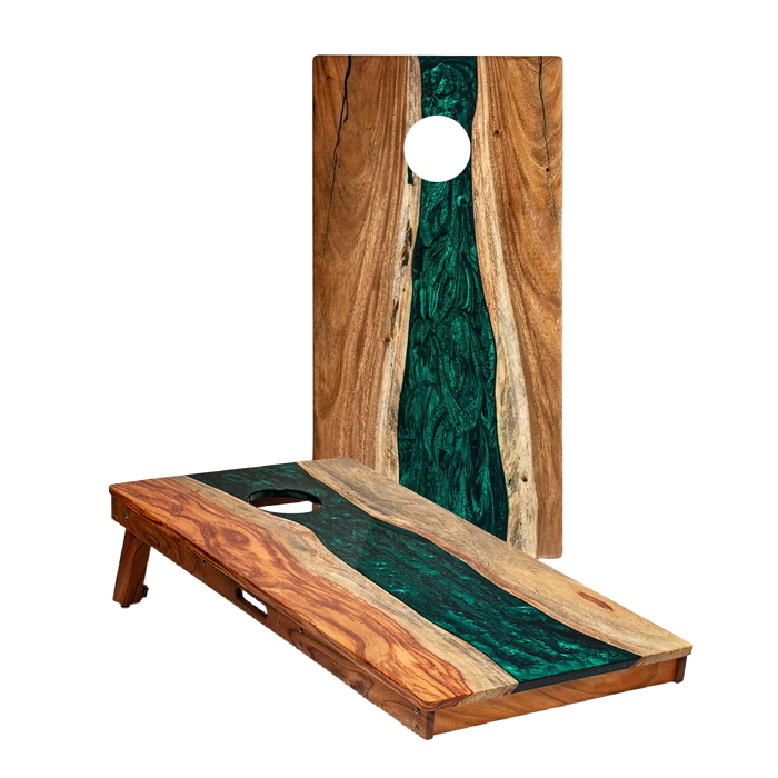 2ft x 4ft Resin & Wood Classic Cornhole Set | Live Edge River Collection