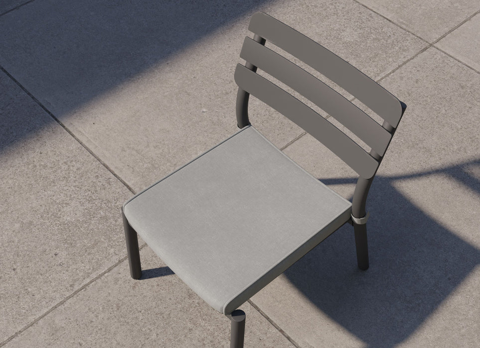 Teak + Aluminum Outdoor Expandable Dining Table + 8 595 Armless Chairs