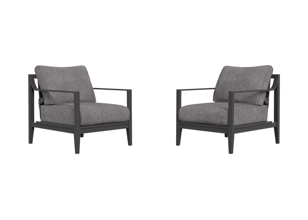 Charcoal Aluminum Outdoor Armchair Conversation Set