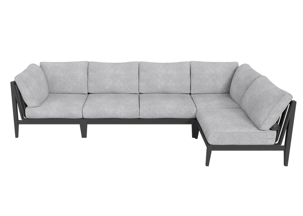 Charcoal Aluminum Outdoor L Sectional - 5 Seat