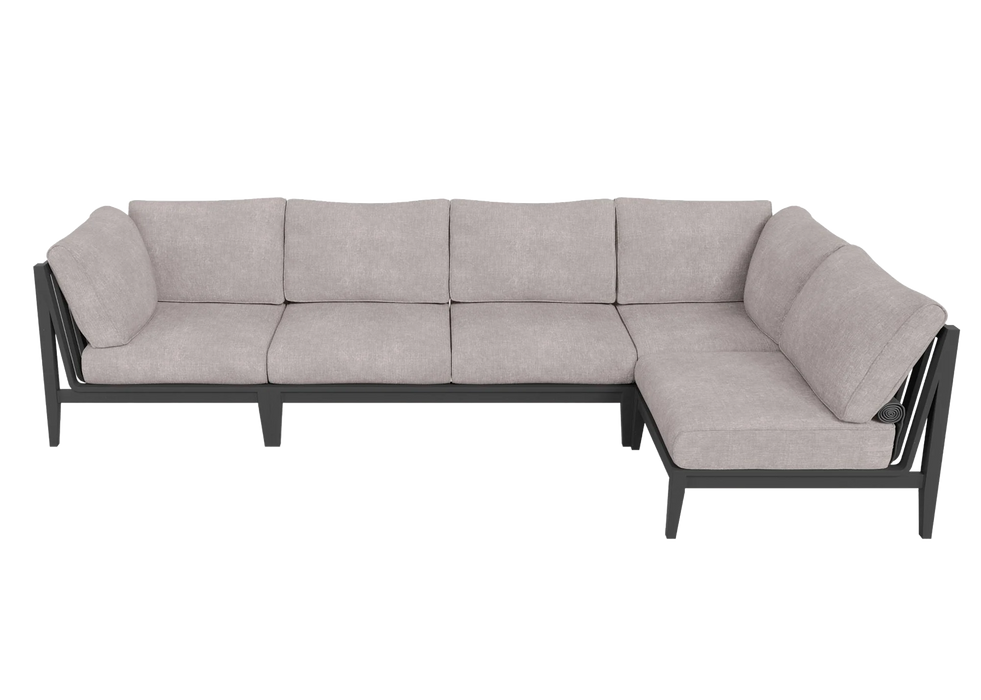 Charcoal Aluminum Outdoor L Sectional - 5 Seat