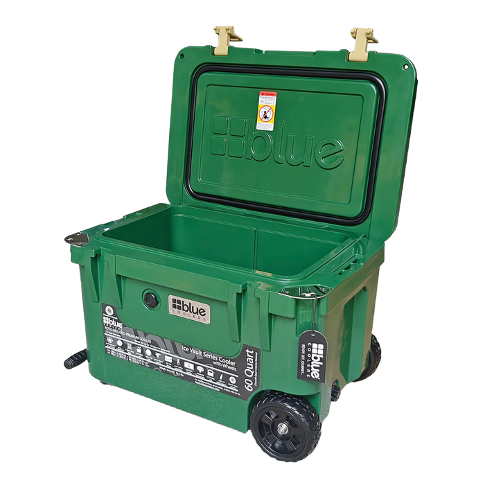Blue Coolers - 60 Quart Ice Vault Roto-Molded Cooler with Wheels (Limited Edition)