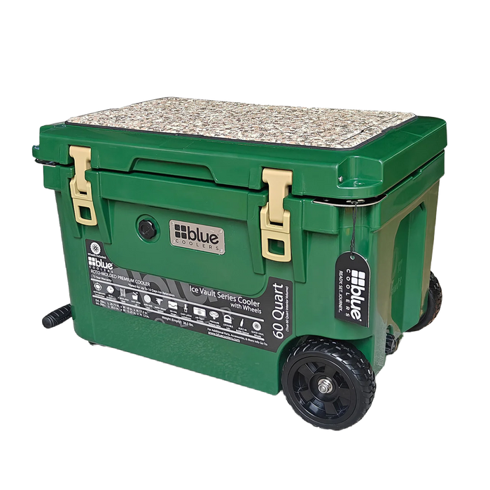 Blue Coolers - 60 Quart Ice Vault Roto-Molded Cooler with Wheels (Limited Edition)