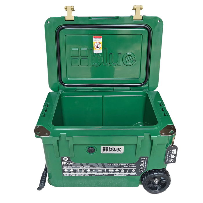 Blue Coolers - 60 Quart Ice Vault Roto-Molded Cooler with Wheels (Limited Edition)