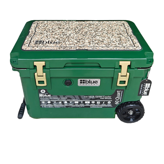 Blue Coolers - 60 Quart Ice Vault Roto-Molded Cooler with Wheels (Limited Edition)