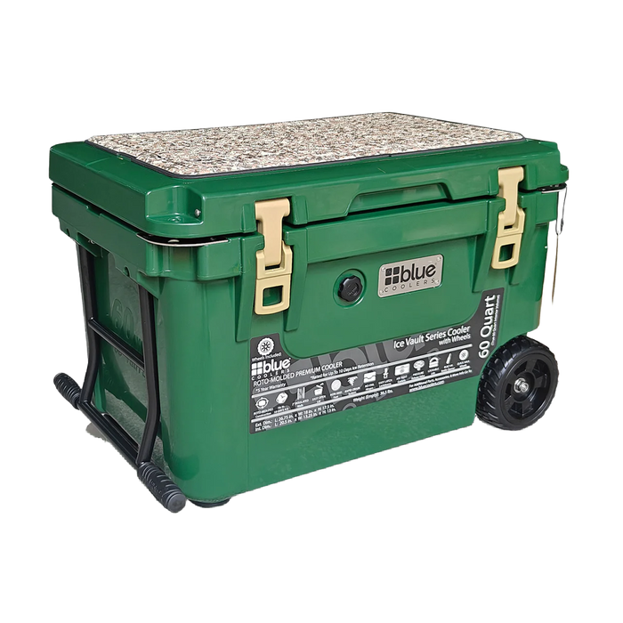 Blue Coolers - 60 Quart Ice Vault Roto-Molded Cooler with Wheels (Limited Edition)