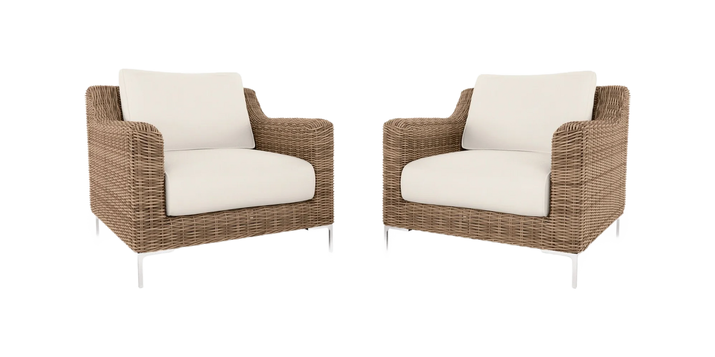 Brown Wicker Outdoor Armchair Conversation Set