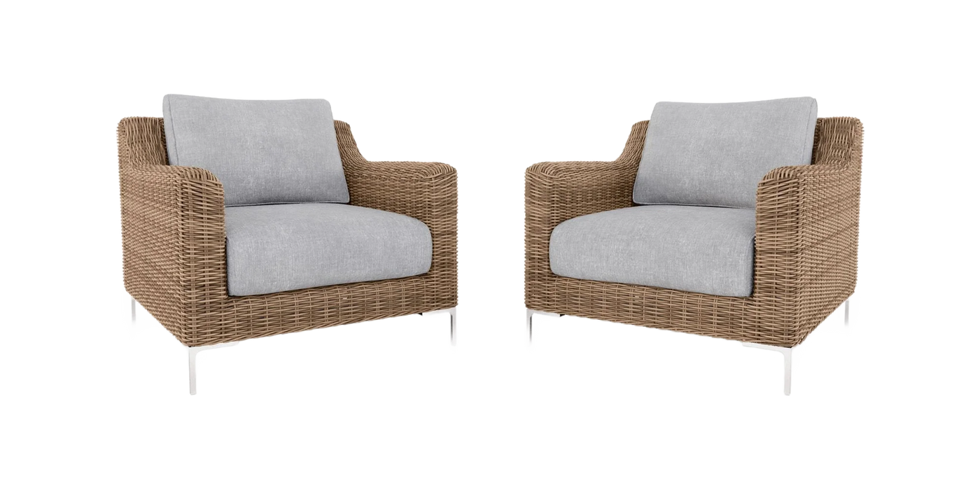 Brown Wicker Outdoor Armchair Conversation Set
