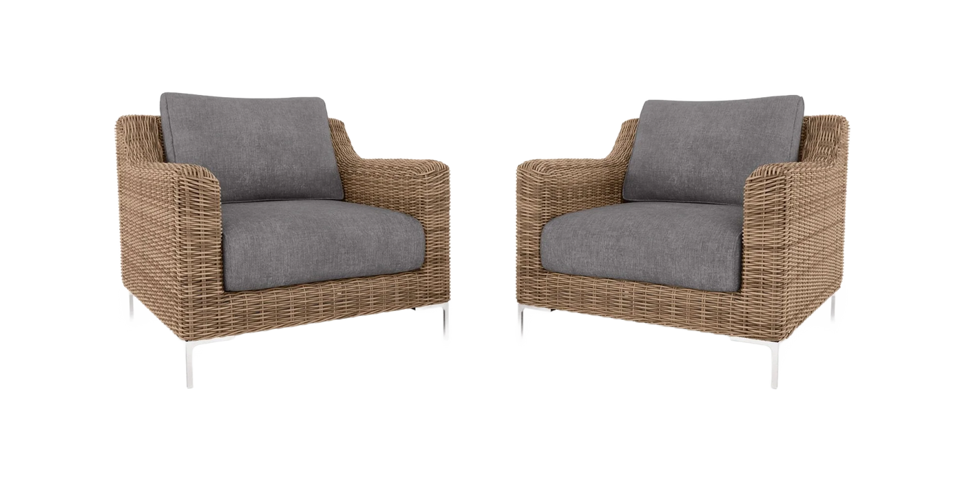 Brown Wicker Outdoor Armchair Conversation Set