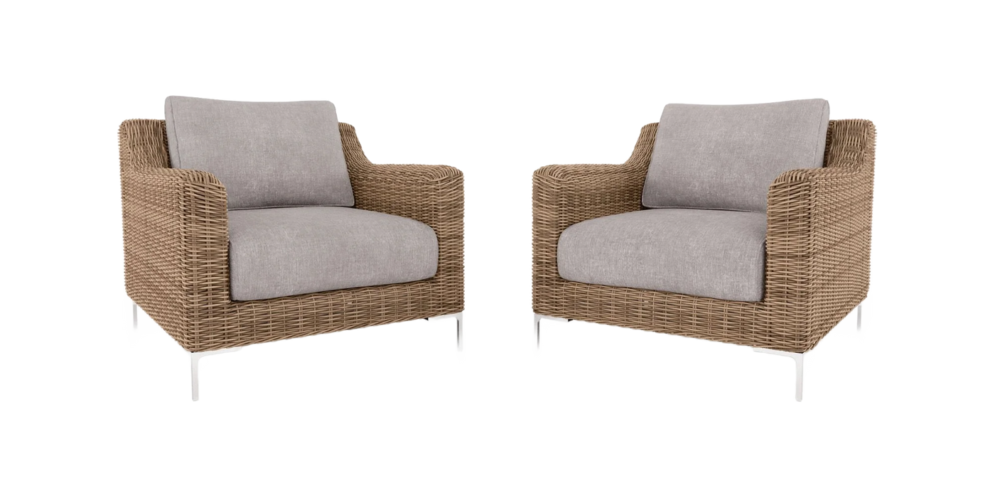 Brown Wicker Outdoor Armchair Conversation Set
