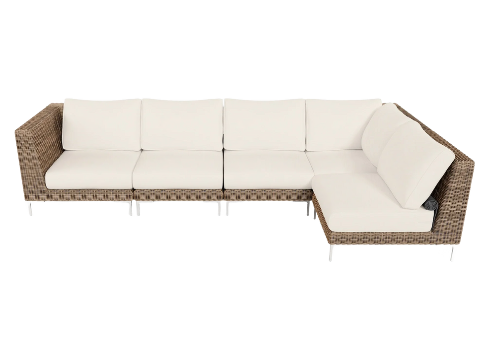 Brown Wicker Outdoor L Sectional - 5 Seat