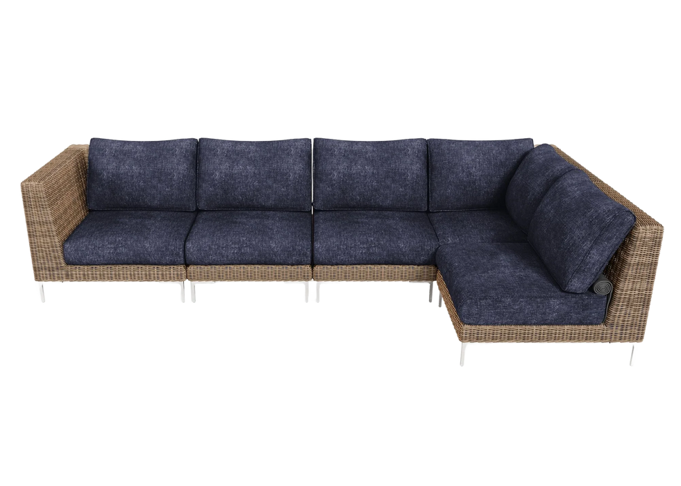 Brown Wicker Outdoor L Sectional - 5 Seat