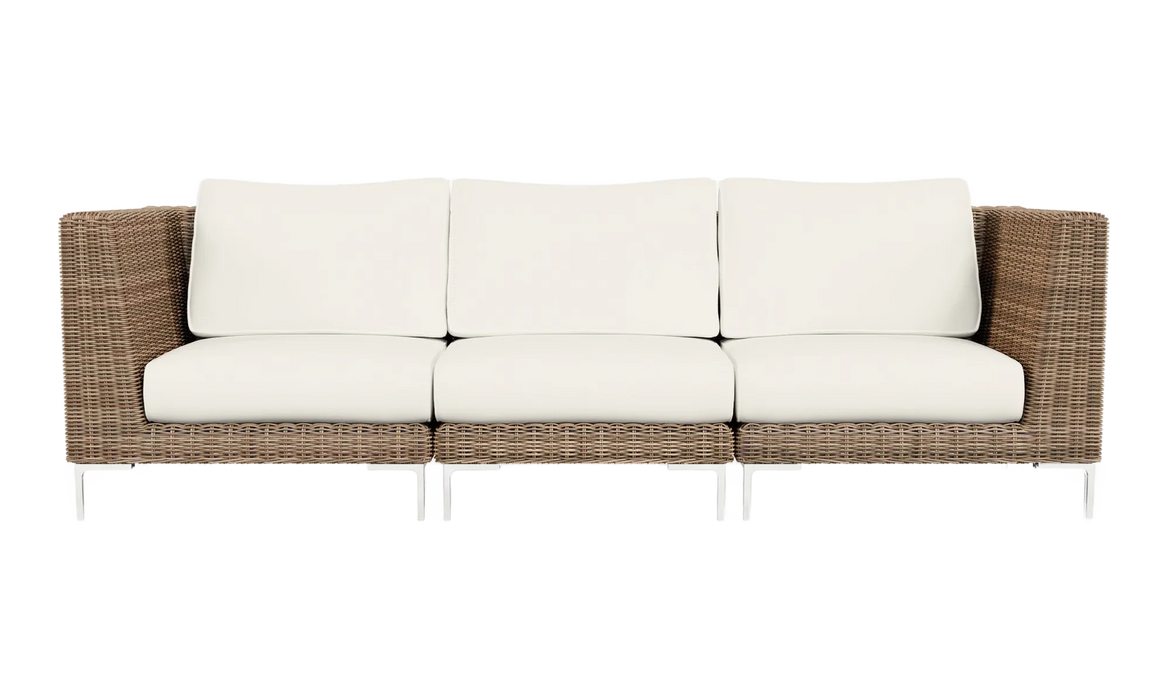 Brown Wicker Outdoor Sofa - 3 Seat