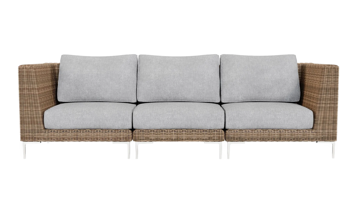 Brown Wicker Outdoor Sofa - 3 Seat