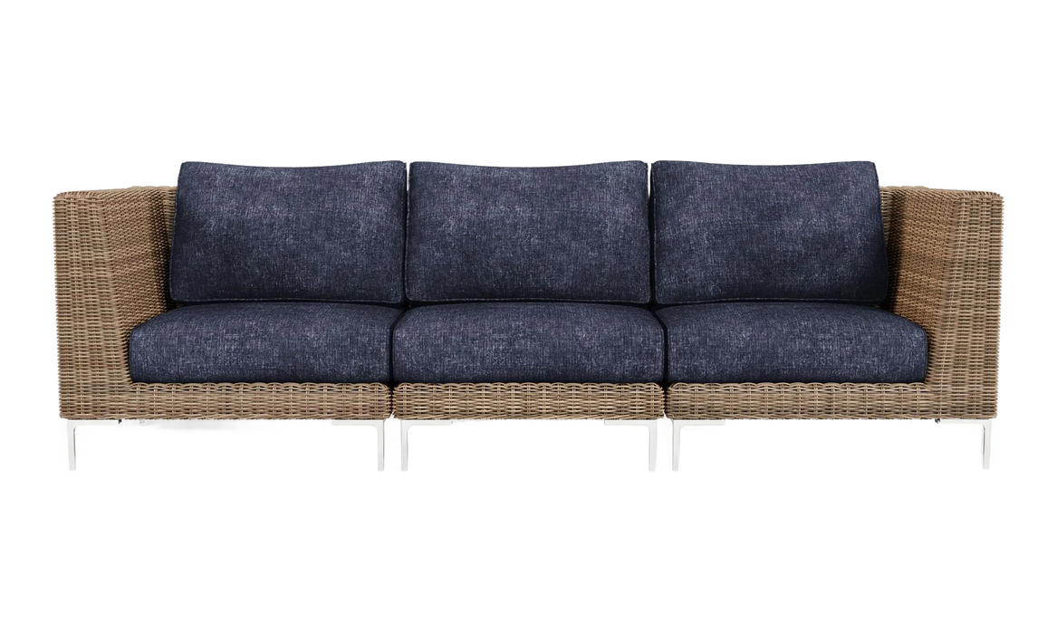 Brown Wicker Outdoor Sofa - 3 Seat