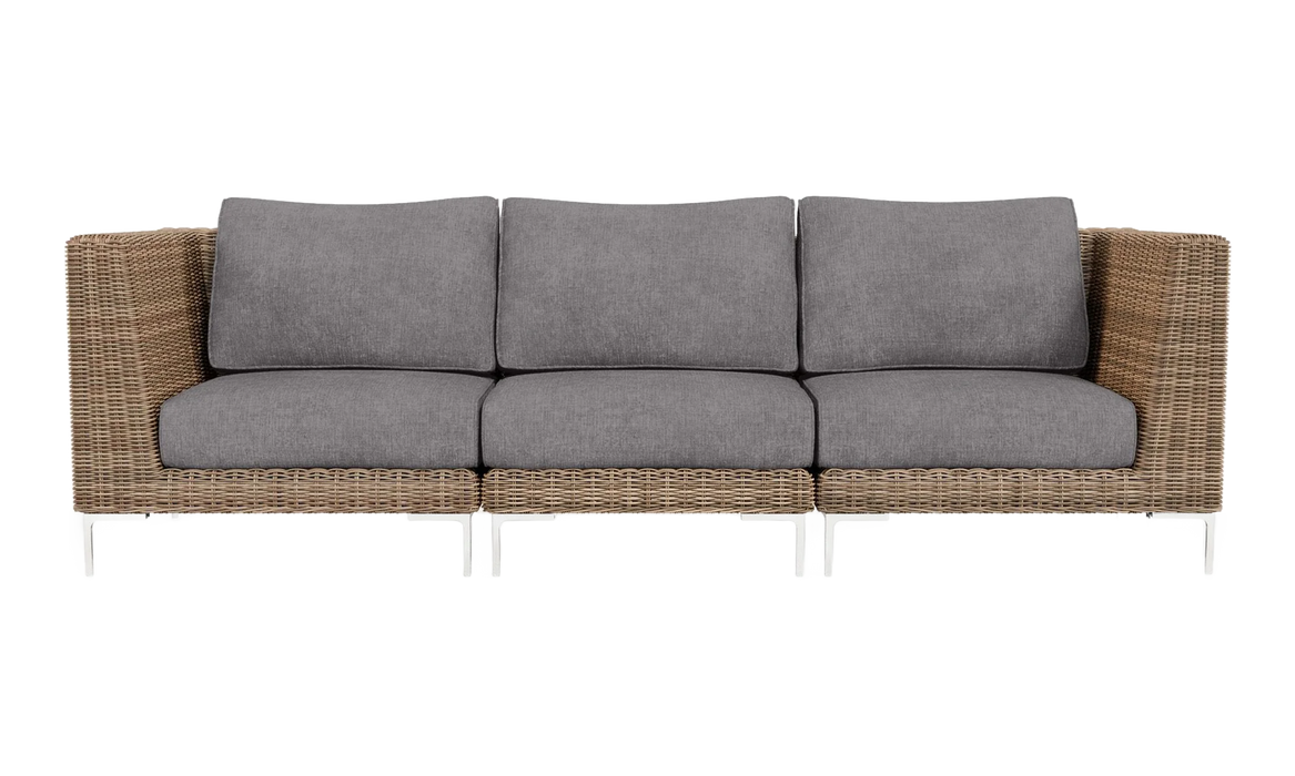 Brown Wicker Outdoor Sofa - 3 Seat