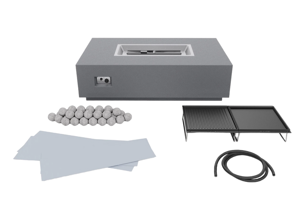 Concrete Fire Pit Table Cooking Set - Rectangular