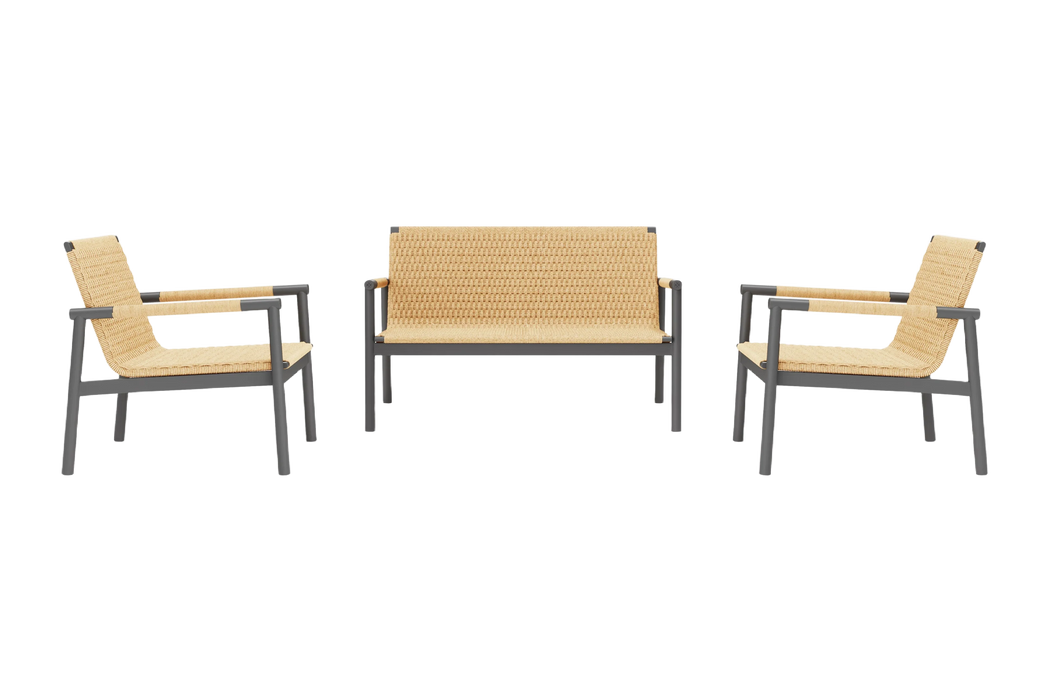 Wicker + Aluminum Flex Loveseat and Conversation Set