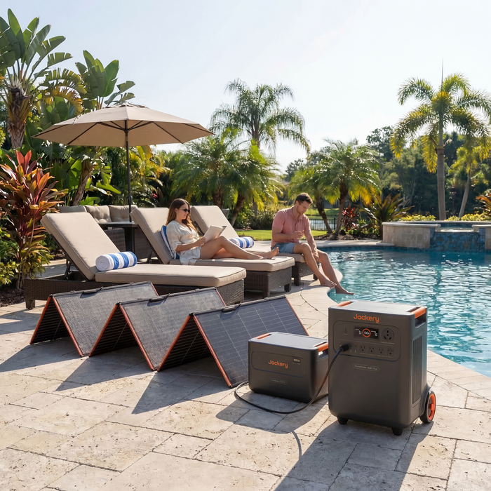 Jackery - HomePower 3600 Plus + Battery Pack 3600 + 500W Solar Panel (Whole Backyard Power System)