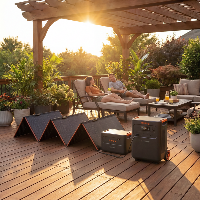 Jackery - HomePower 3600 Plus + Battery Pack 3600 + 500W Solar Panel (Whole Backyard Power System)