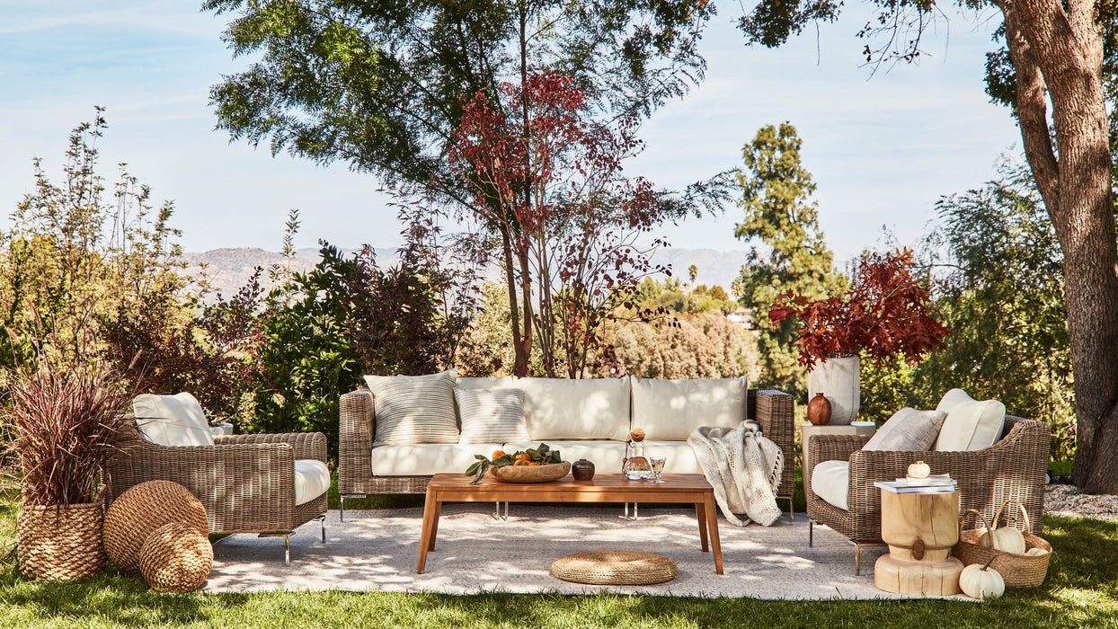 Brown Wicker Outdoor Loveseat