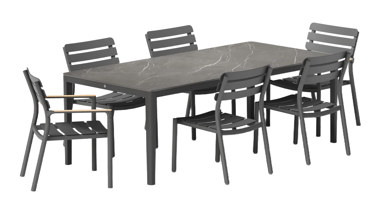 OuterStone Outdoor Dining Table + 2 595 Armchairs + 4 595 Armless Chairs