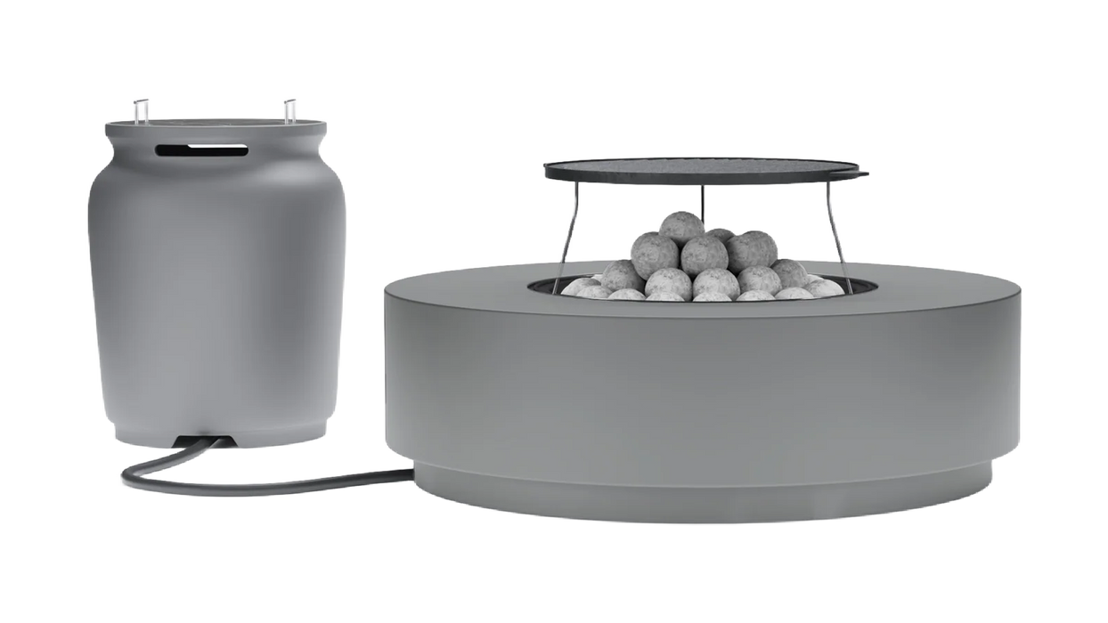 Concrete Fire Pit Table Cooking Set + Propane Tank Cover - Round