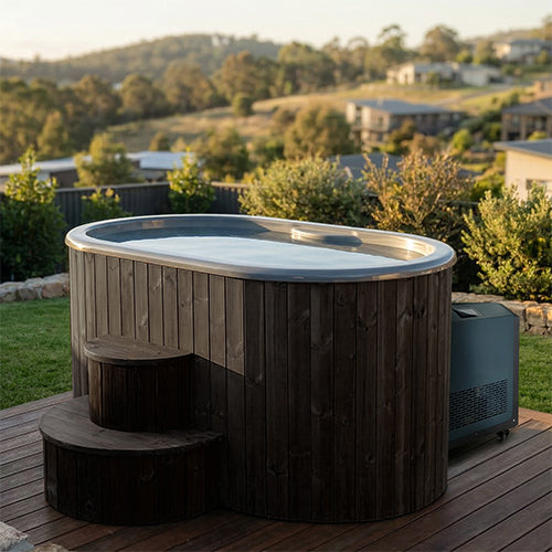 SaunaLife Model S2B Cold Plunge Tub – 2 Person (Black Thermo Pine)