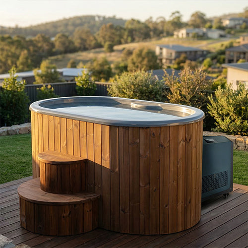 SaunaLife Model S2N Cold Plunge Tub – 2 Person (Natural Wood)