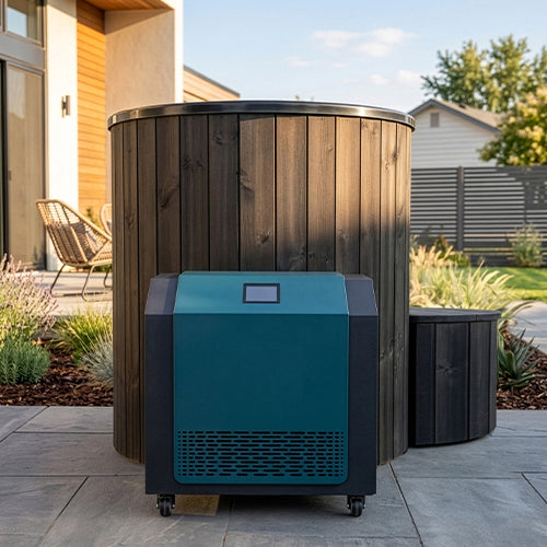 SaunaLife Model S1B Cold Plunge Tub – 1 Person (Black Thermo Pine)