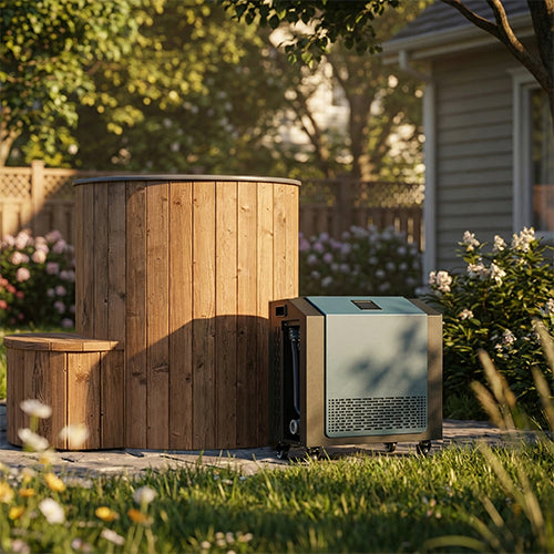 SaunaLife Model S1N Cold Plunge Tub – 1 Person (Natural Wood)