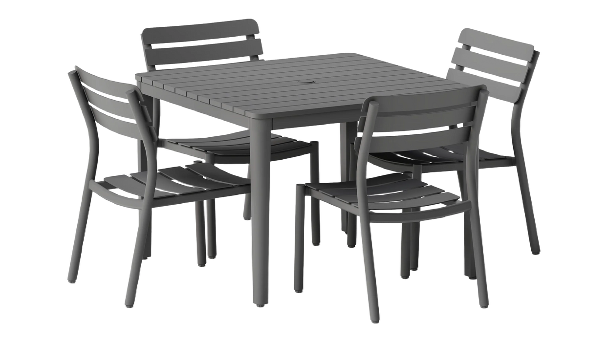 Aluminum Outdoor Square Dining Table + 4 595 Armless Chairs