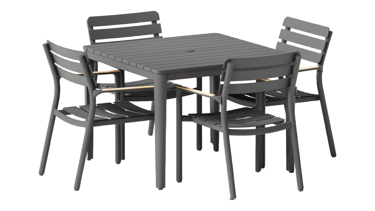 Aluminum Outdoor Square Dining Table + 4 595 Armchairs