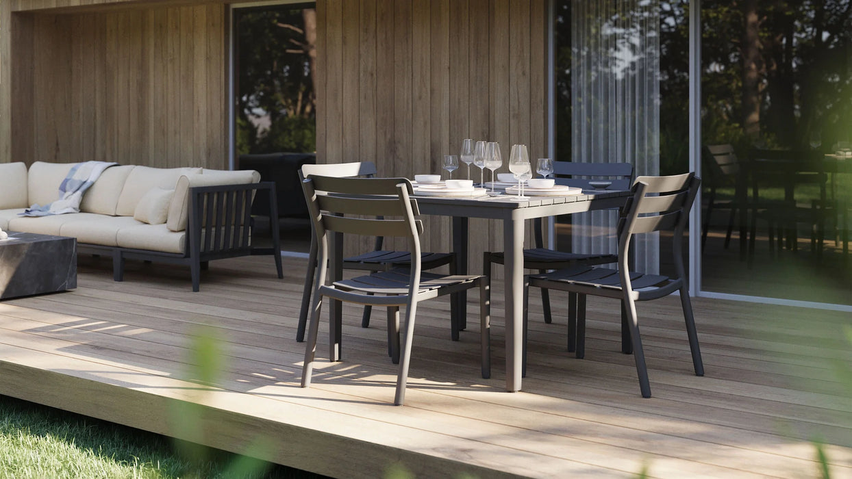 Aluminum Outdoor Square Dining Table + 4 Aluminum Director's Chairs