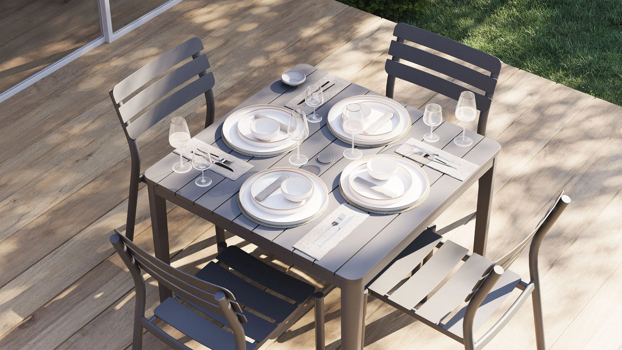 Aluminum Outdoor Square Dining Table + 4 Aluminum Director's Chairs