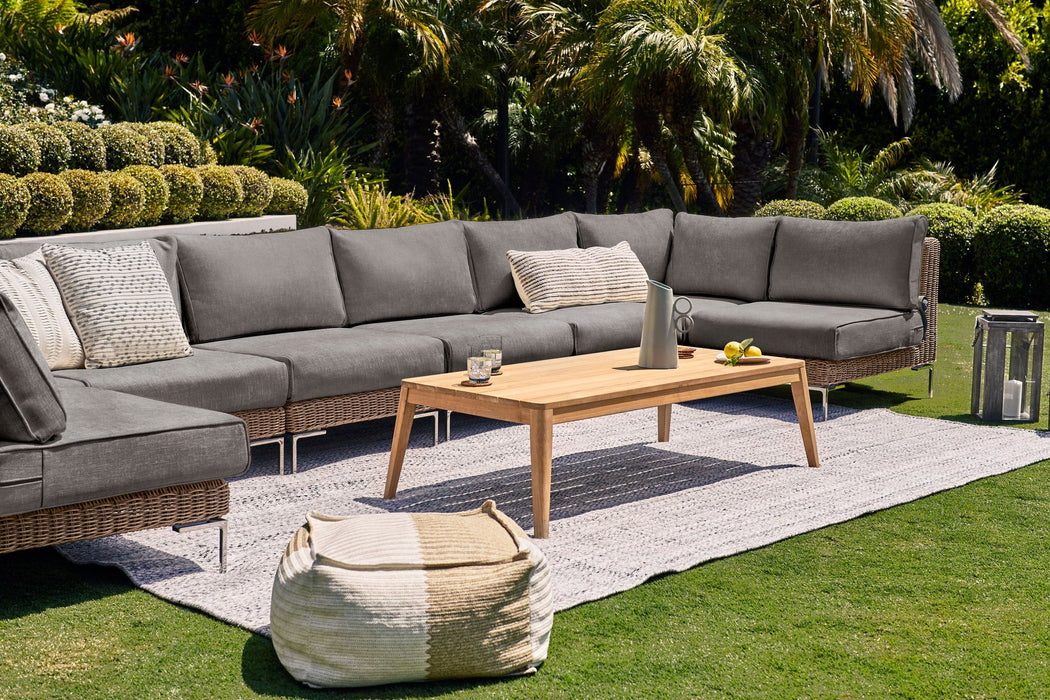 Brown Wicker Outdoor Sofa - 3 Seat