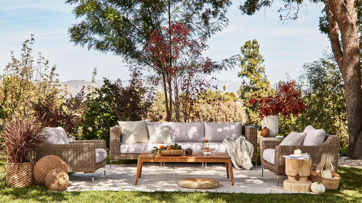 Brown Wicker Outdoor Loveseat