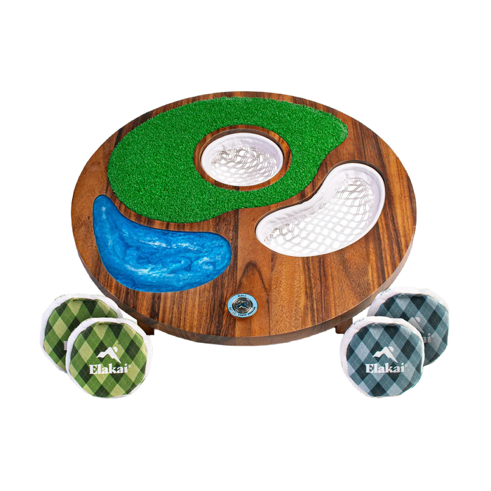 Island Hole Wood and Resin Cornhole x Golf Chipping Game