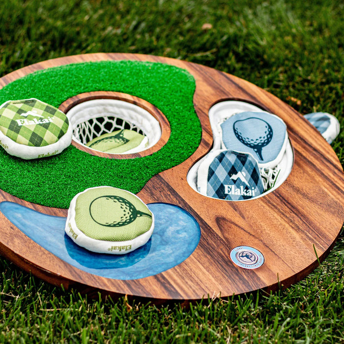 Island Hole Wood and Resin Cornhole x Golf Chipping Game