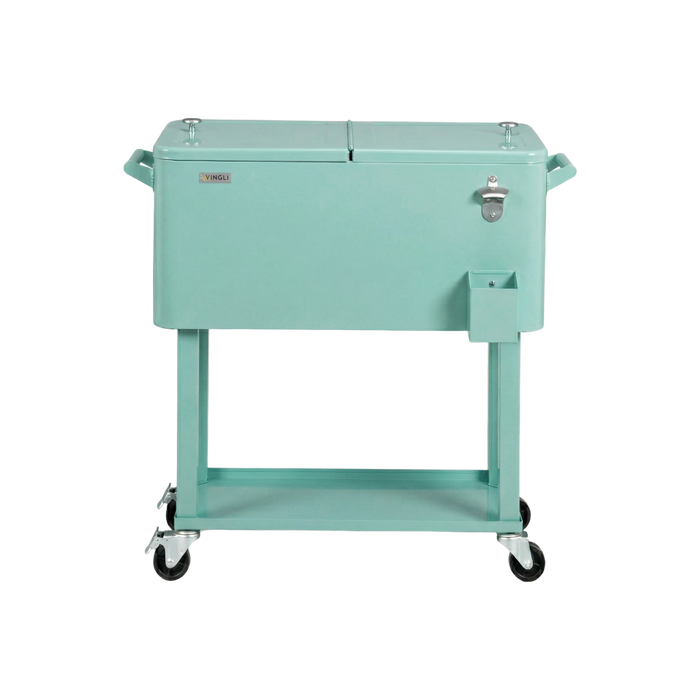 80 Quart Portable Outdoor Patio Rolling Cooler Cart (Mint)