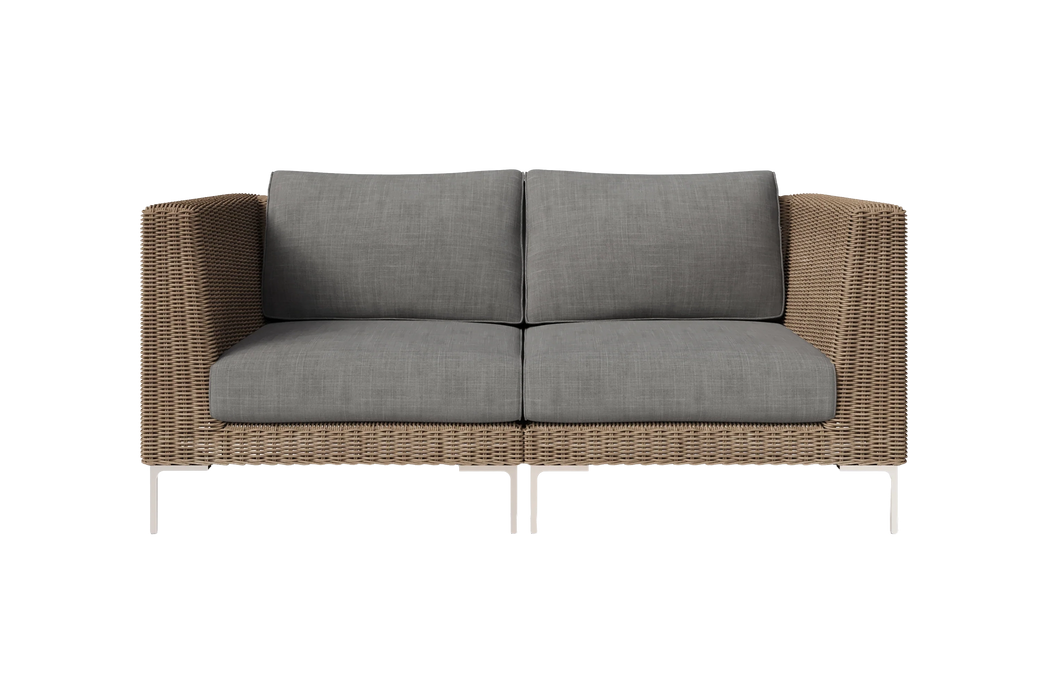 Brown Wicker Outdoor Loveseat