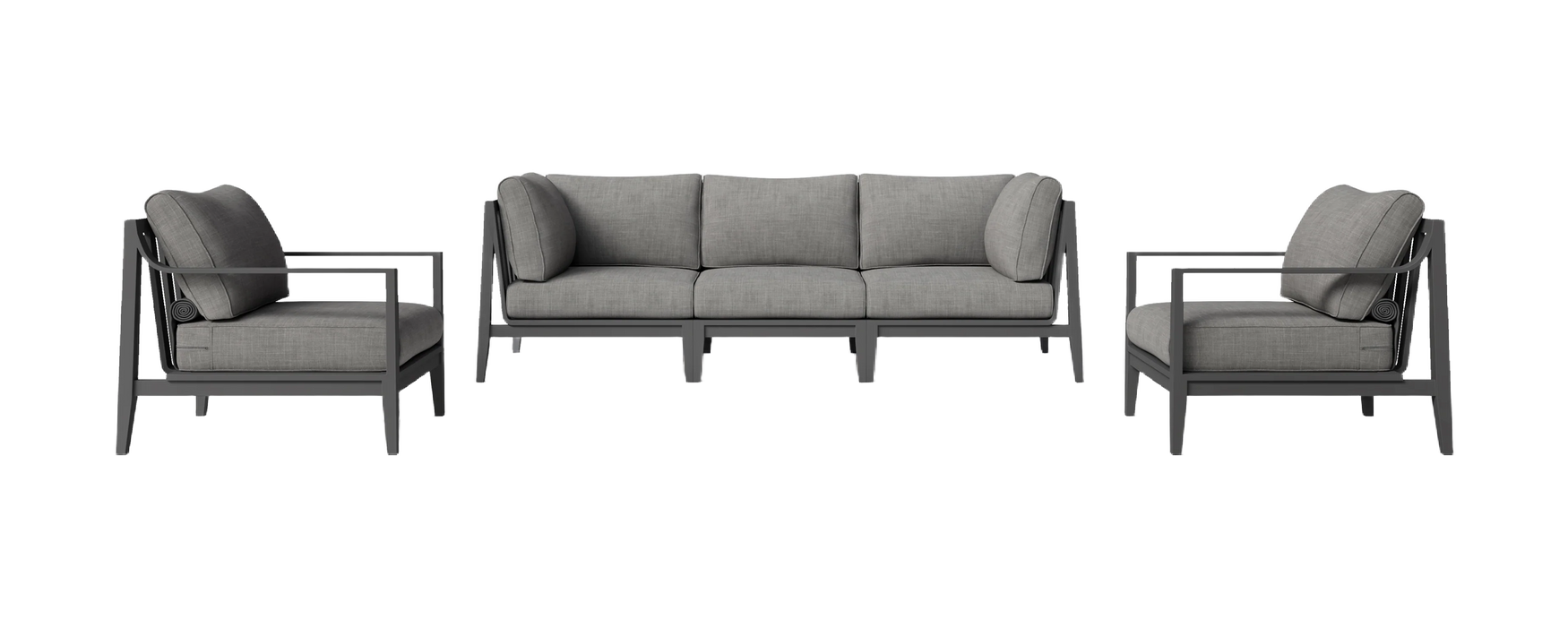 Charcoal Aluminum Outdoor Sofa with Armchairs - 5 Seat