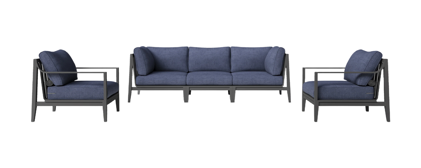 Charcoal Aluminum Outdoor Sofa with Armchairs - 5 Seat