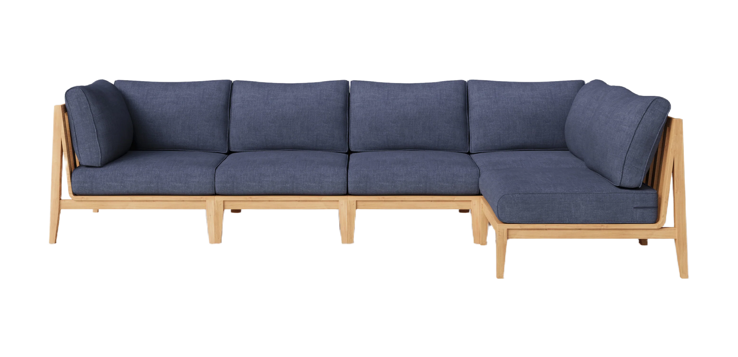 Teak Outdoor L Sectional - 5 Seat