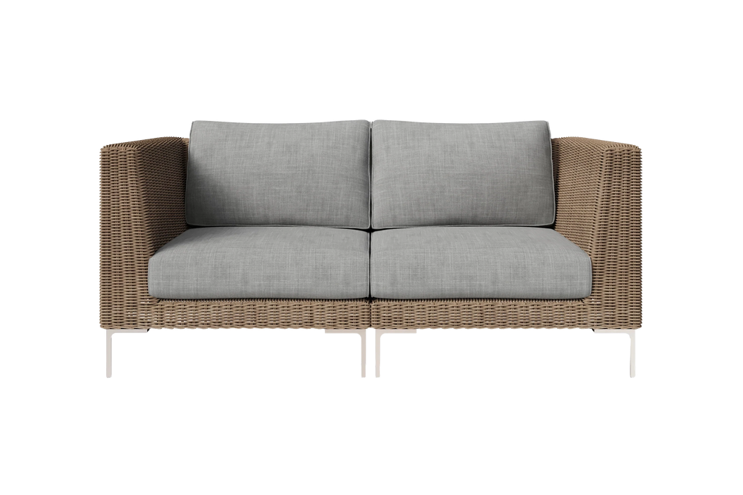 Brown Wicker Outdoor Loveseat