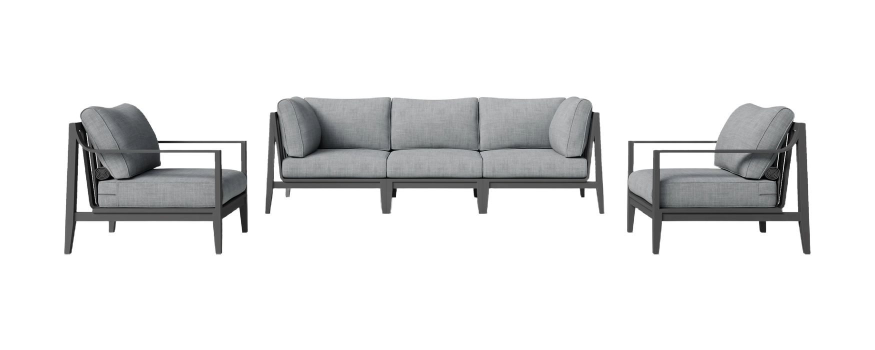 Charcoal Aluminum Outdoor Sofa with Armchairs - 5 Seat